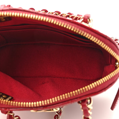 Chanel Patent Calfskin Quilted Shiny Coco Clutch With Chain Red 5 of 11