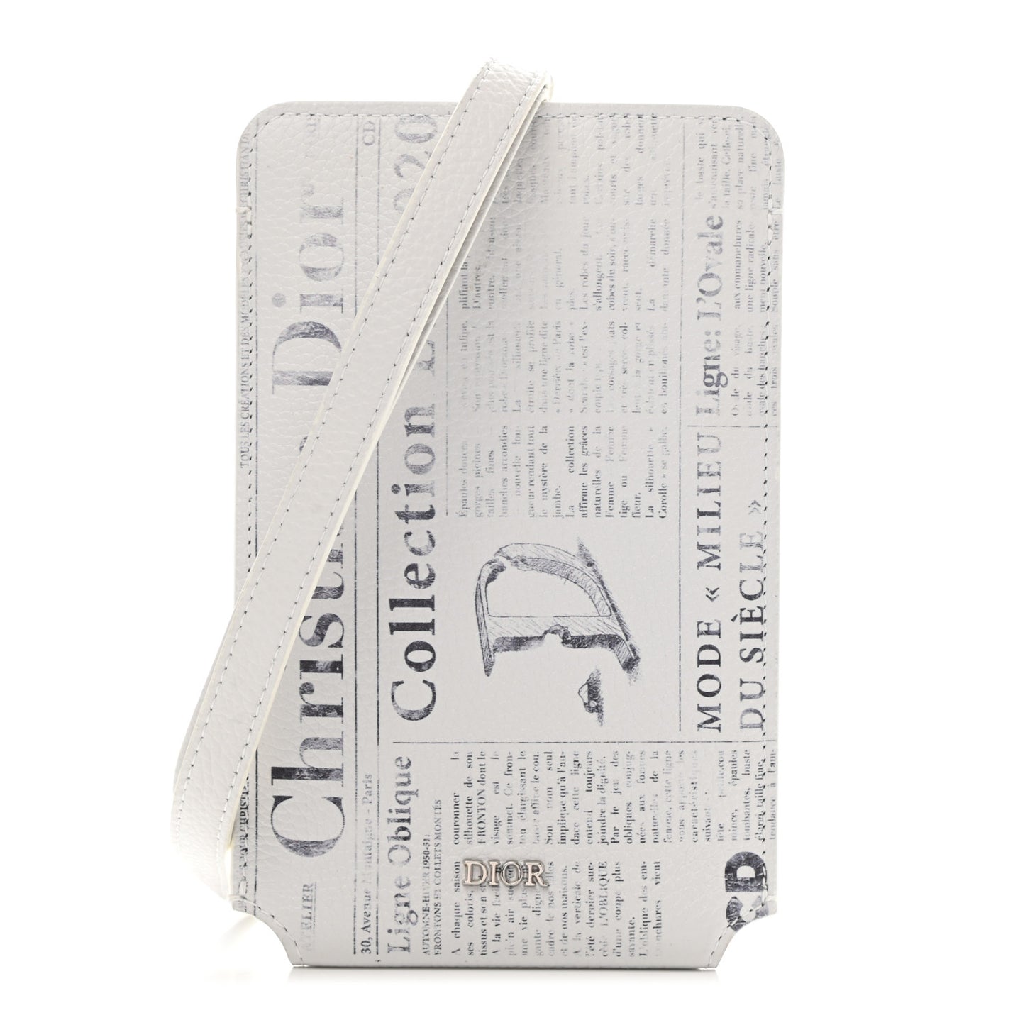 X DANIEL ARSHAM Grained Calfskin Newspaper Phone Holder White