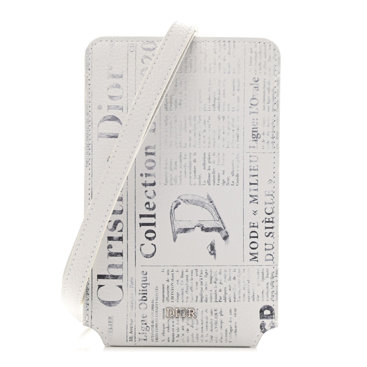 Christian Dior X DANIEL ARSHAM Grained Calfskin Newspaper Phone Holder White 1 of 9