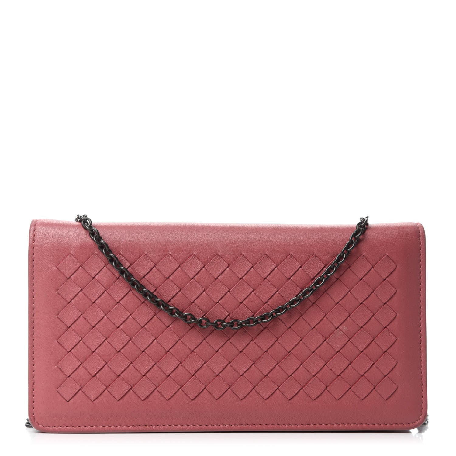 Bottega Veneta Nappa Intrecciato Continental Wallet on Chain Rose Pink 1 of 14