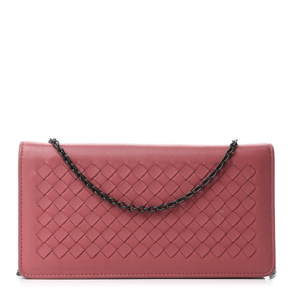 Bottega Veneta Nappa Intrecciato Continental Wallet on Chain Rose Pink 1 of 14