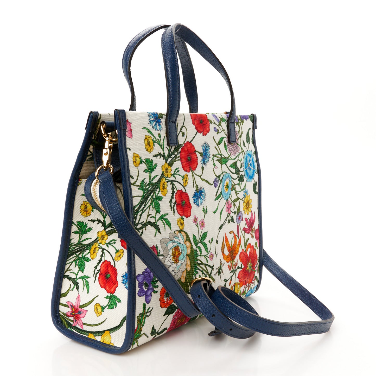 Canvas Medium Flora Tote White Multicolor Blue Agata
