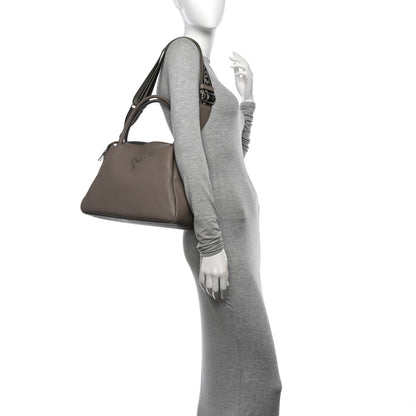 Prada Vitello Daino Soft Medium Zippered Top Handle Bag Argilla 2 of 10