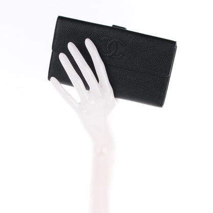 Chanel Caviar CC Long Flap Wallet Black 2 of 9