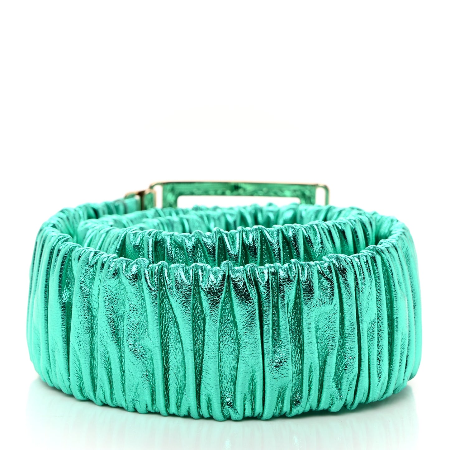 Metallic Lambskin Ruched CC Belt 75 30 Green