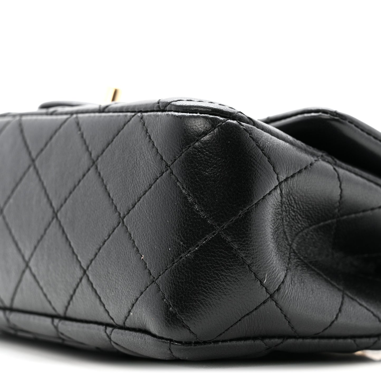 Lambskin Quilted Mini Rectangular Pearl Crush Flap Black
