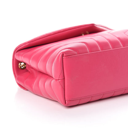 Saint Laurent Calfskin Y Quilted Monogram Small Loulou Chain Satchel Fresh Fuchsia 7 of 8