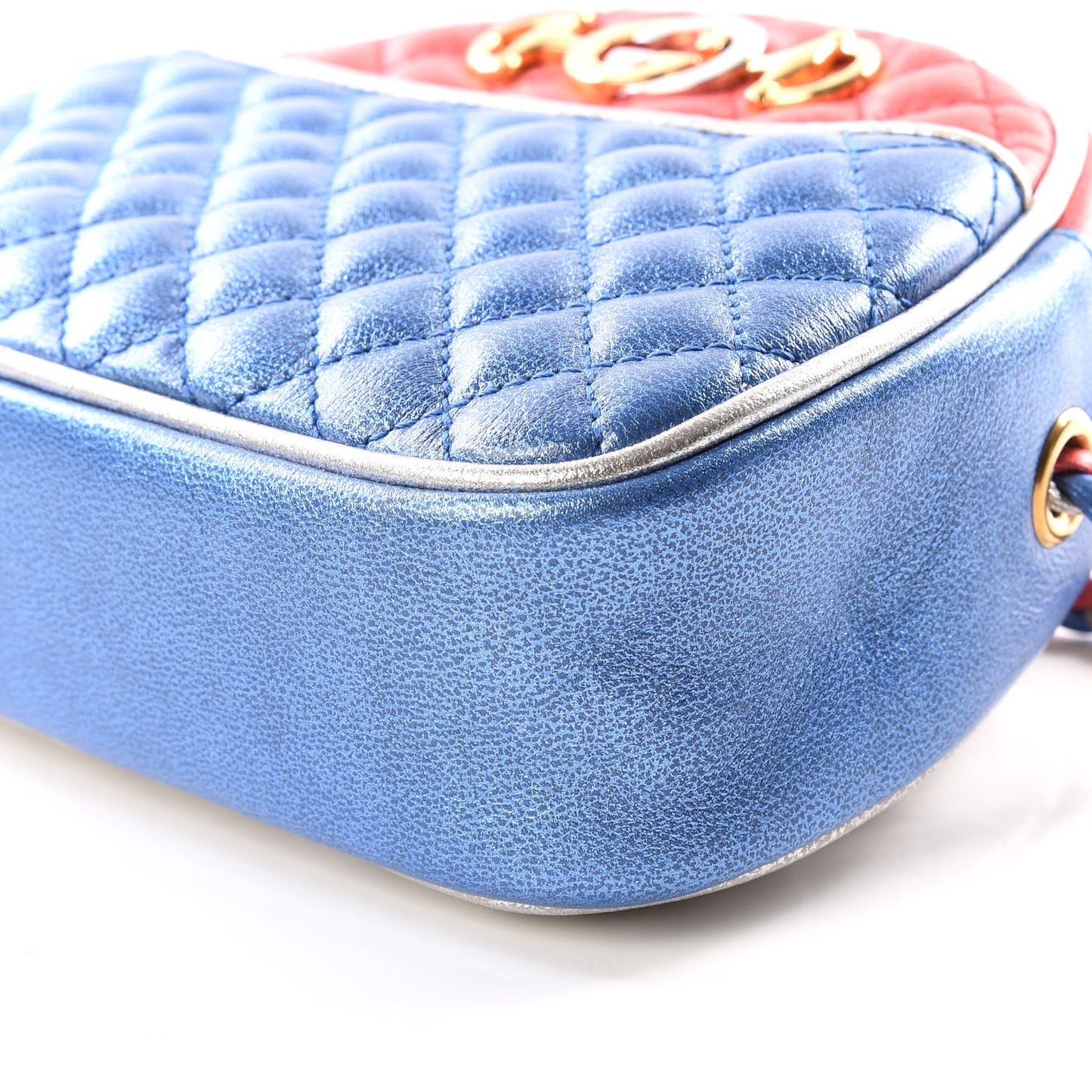 Laminated Nappa Trapuntata Mini Zumi Dome Shoulder Bag Rosso Marine Argento