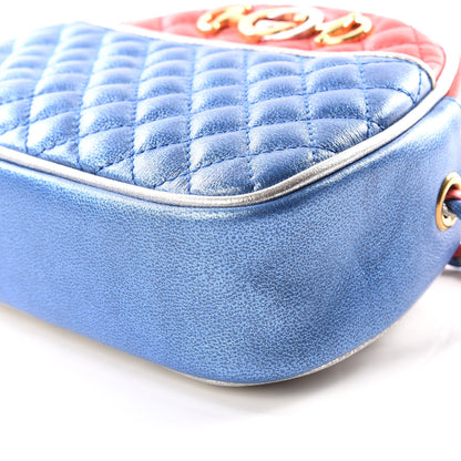 Gucci Laminated Nappa Trapuntata Mini Zumi Dome Shoulder Bag Rosso Marine Argento 6 of 9