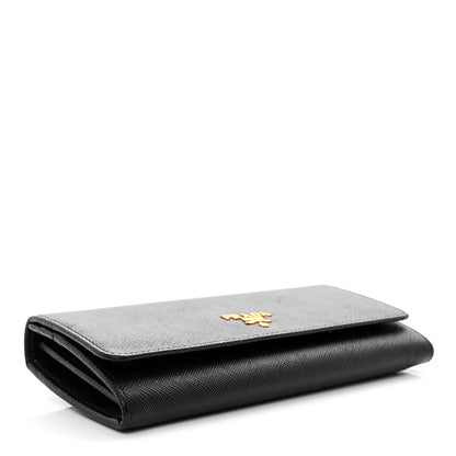 Prada Saffiano Metal Continental Flap Travel Wallet Black 5 of 8