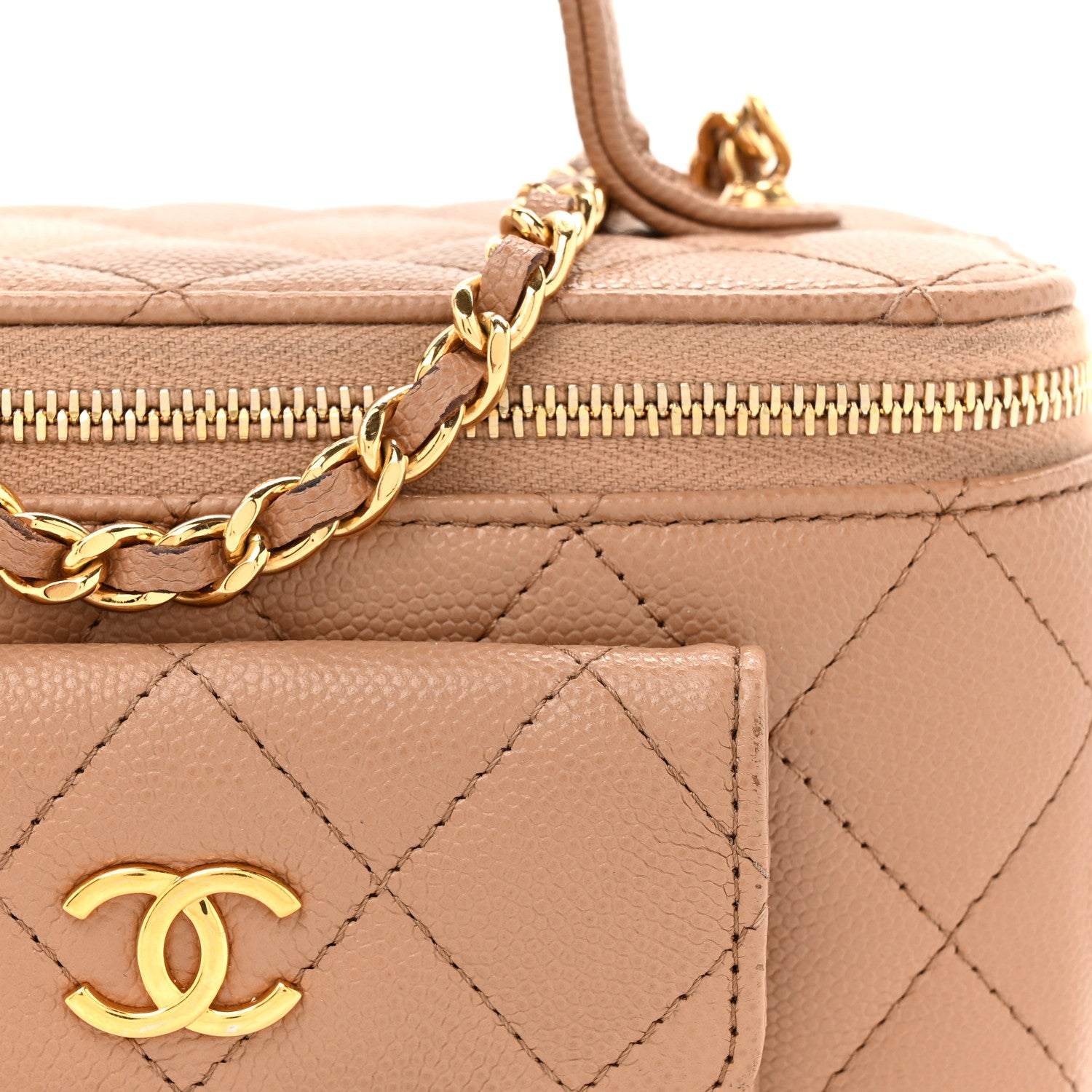 Chanel Caviar Quilted Polly Pocket East West Top Vanity With Chain Brown 9 of 11