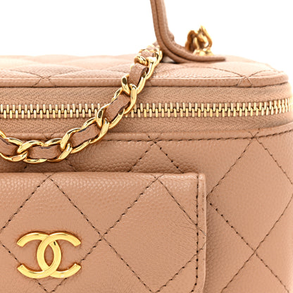 Chanel Caviar Quilted Polly Pocket East West Top Vanity With Chain Brown 9 of 11