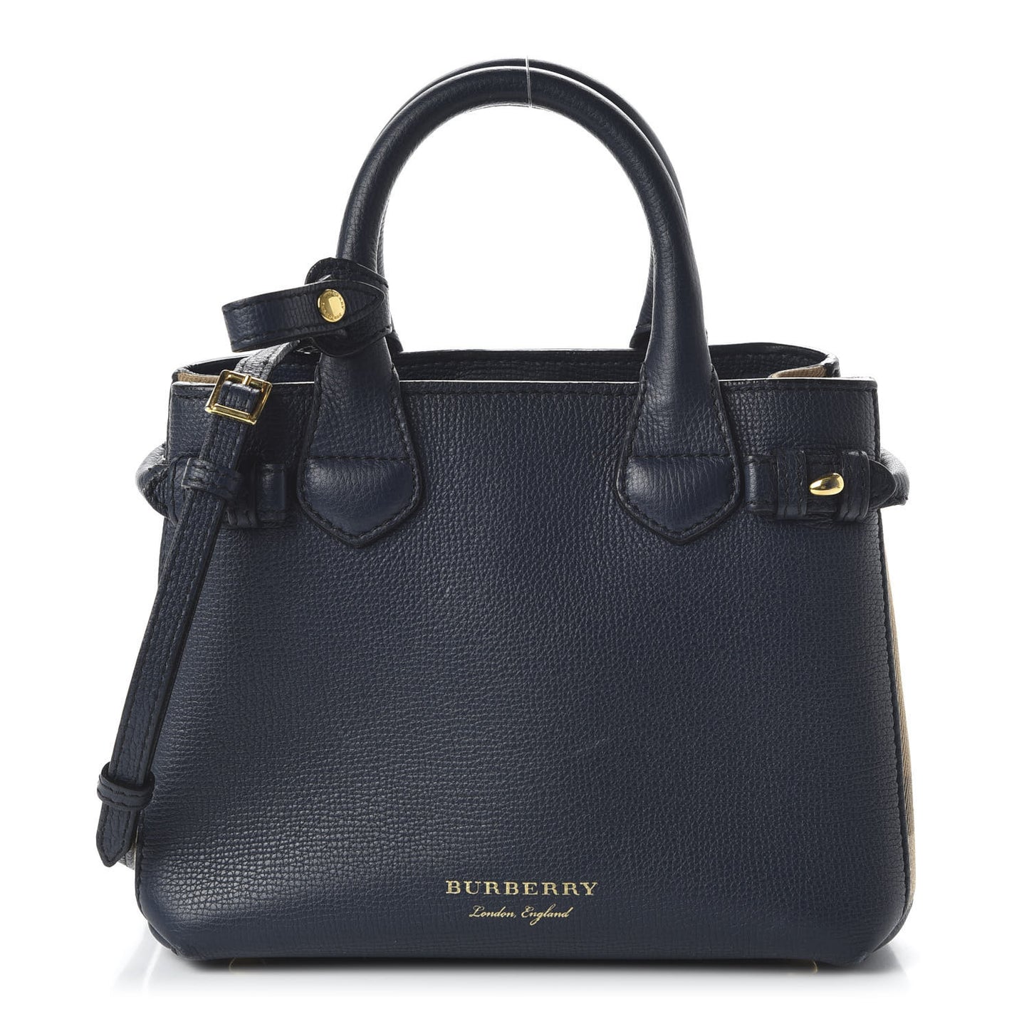 Grainy Calfskin House Check Baby Banner Tote Ink Blue