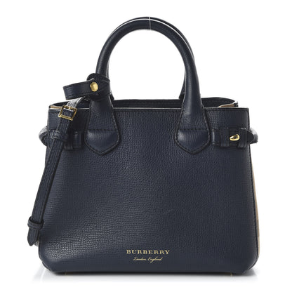 Burberry Grainy Calfskin House Check Baby Banner Tote Ink Blue 1 of 9