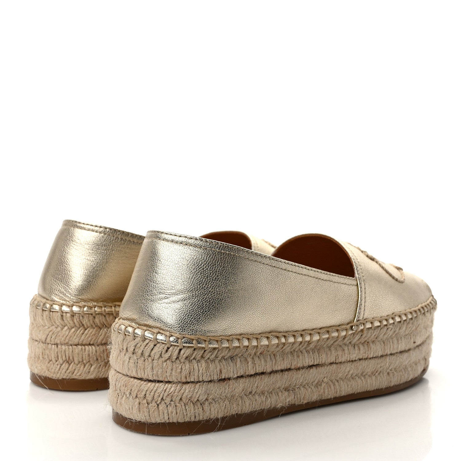 Prada Metallic Nappa Logo Cap Toe Platform Espadrilles 39 Pirite 4 of 9