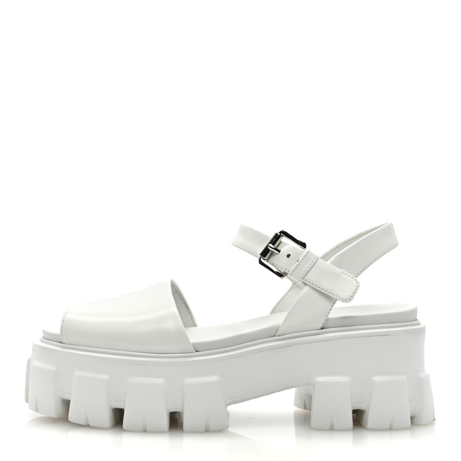 Prada Spazzolato Monolith 55mm Sandals 35 White 1 of 11
