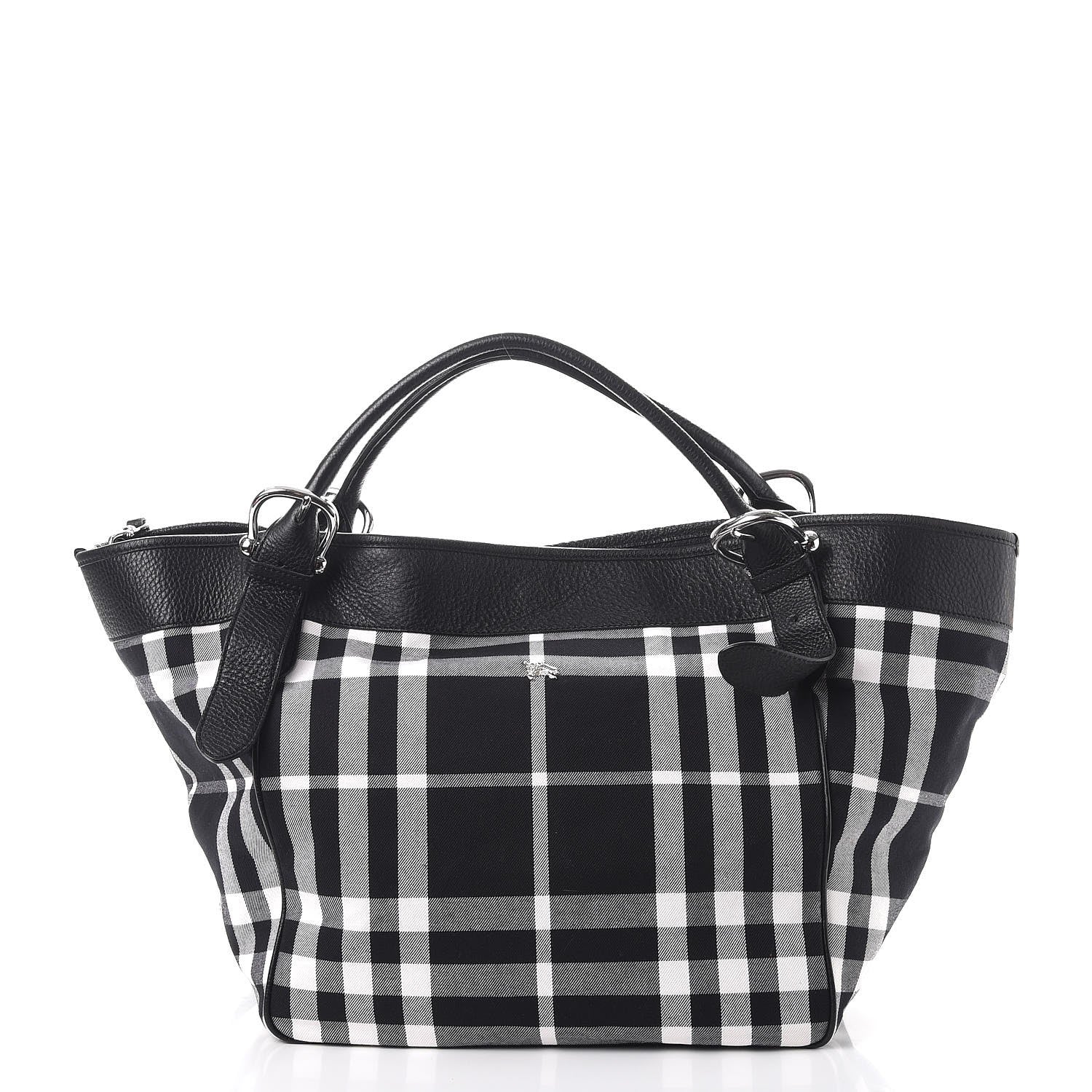 Burberry Calfskin Beat Check Tote Black 3 of 11