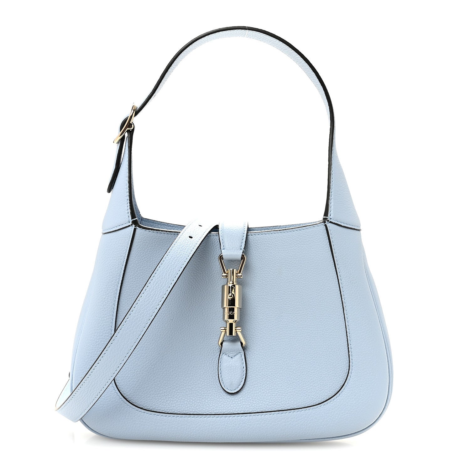 Gucci Grained Calfskin Web Medium Jackie 1961 Hobo Light Blue 1 of 10