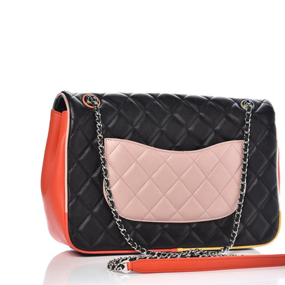 Chanel Lambskin Quilted Jumbo Cuba Color Flap Black 3 of 9
