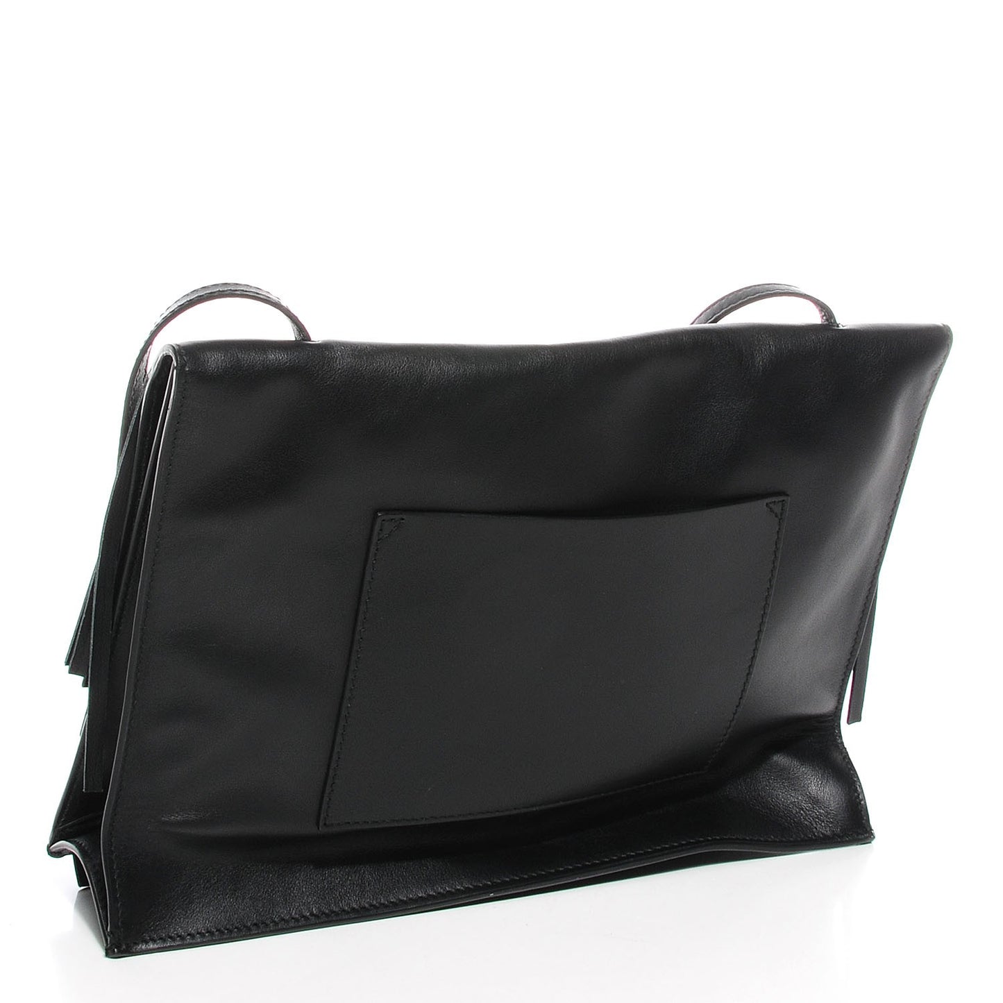 Calfskin Large Fringe Lunch Bag Black