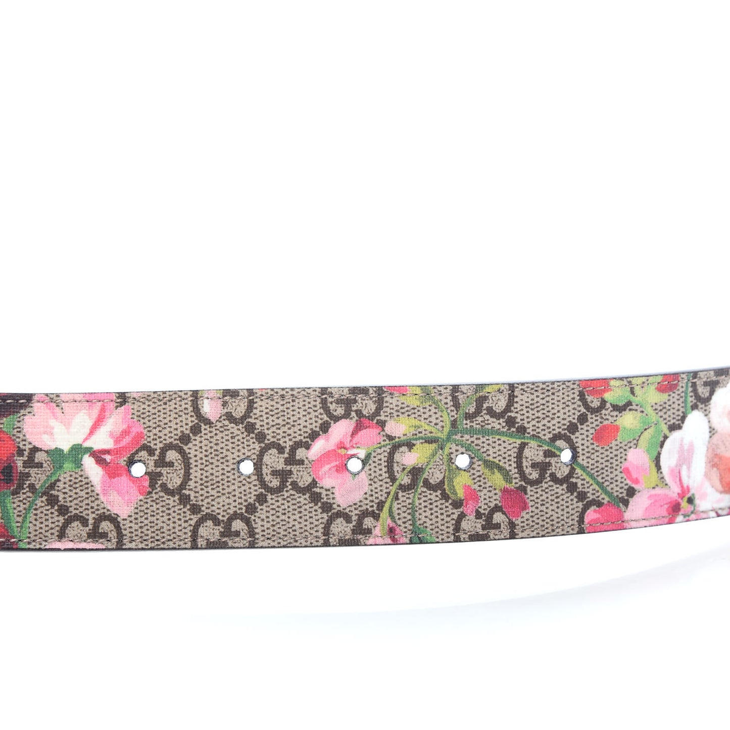 GG Supreme Monogram Blooms Moon Calfskin Interlocking G 37mm Belt 80 32 Beige Ebony Multicolor Dry Rose