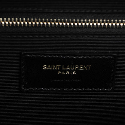 Saint Laurent Grain De Poudre Matelasse Chevron Large Monogram Satchel Black 7 of 8