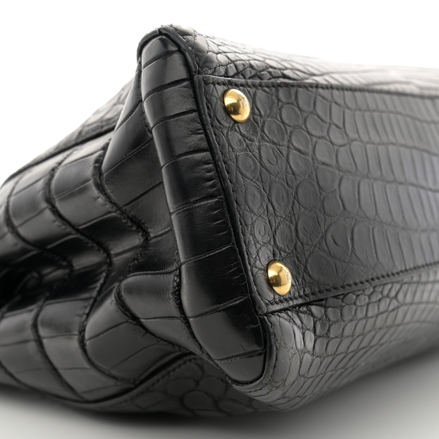 Fendi Crocodile Medium Peekaboo Iconic Satchel Black 8 of 17