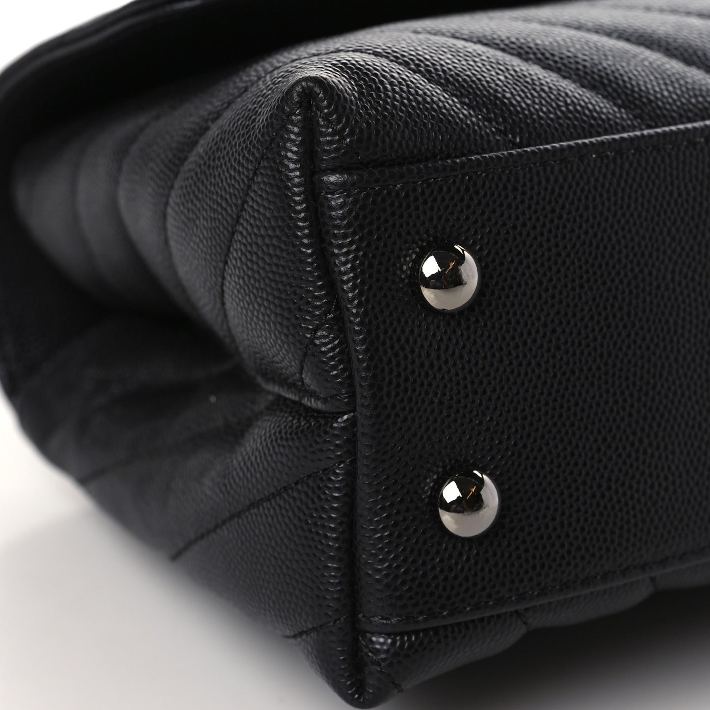 Caviar Chevron Quilted Mini Coco Handle Flap Black