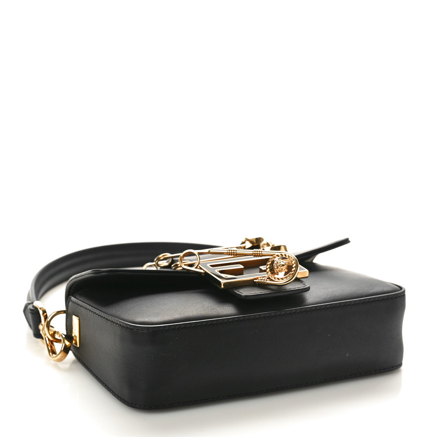 Fendi X VERSACE Vitello Seta Fendace Mini Brooch Baguette Black 4 of 10