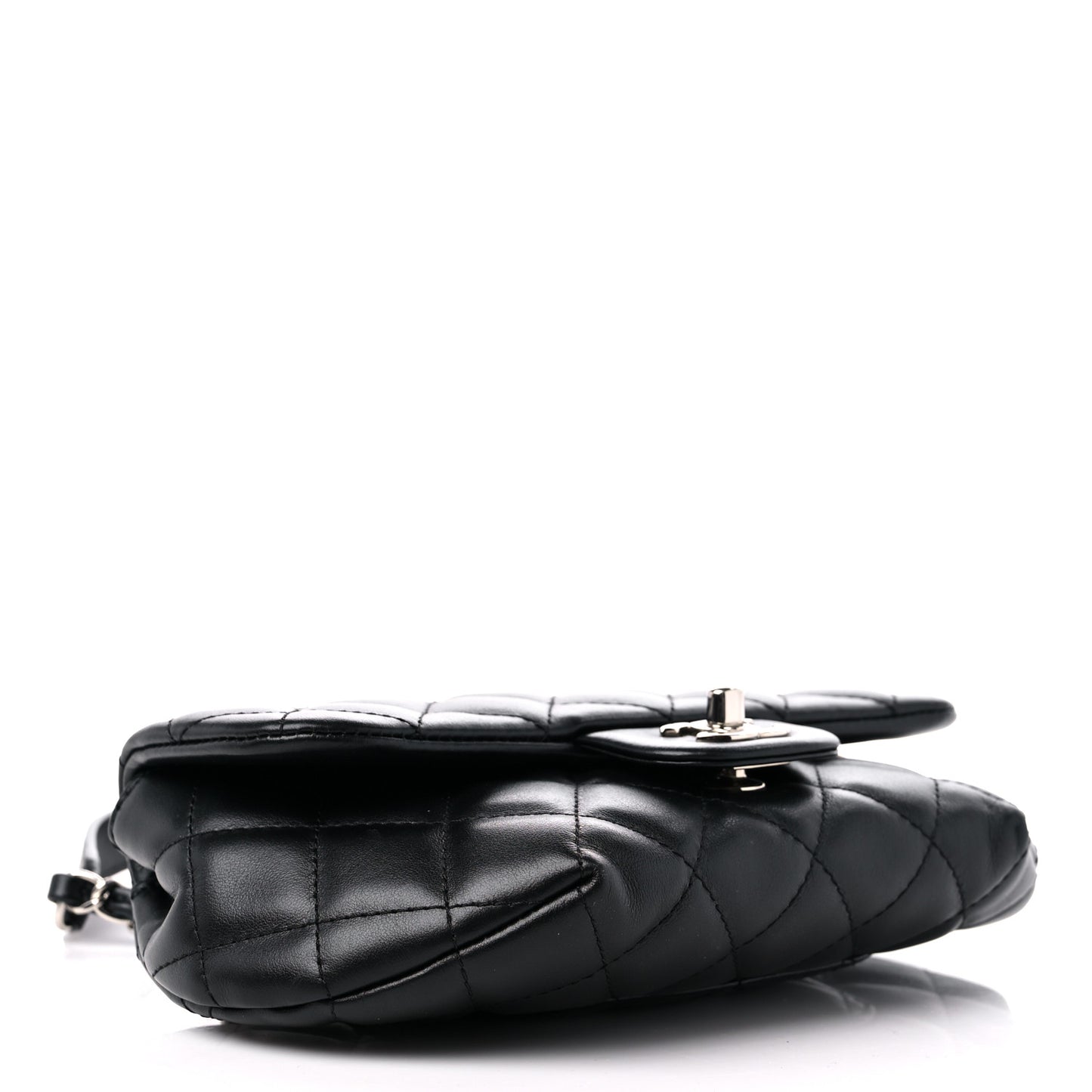 Calfskin Quilted CC Uniform Flap Belt Bag Black