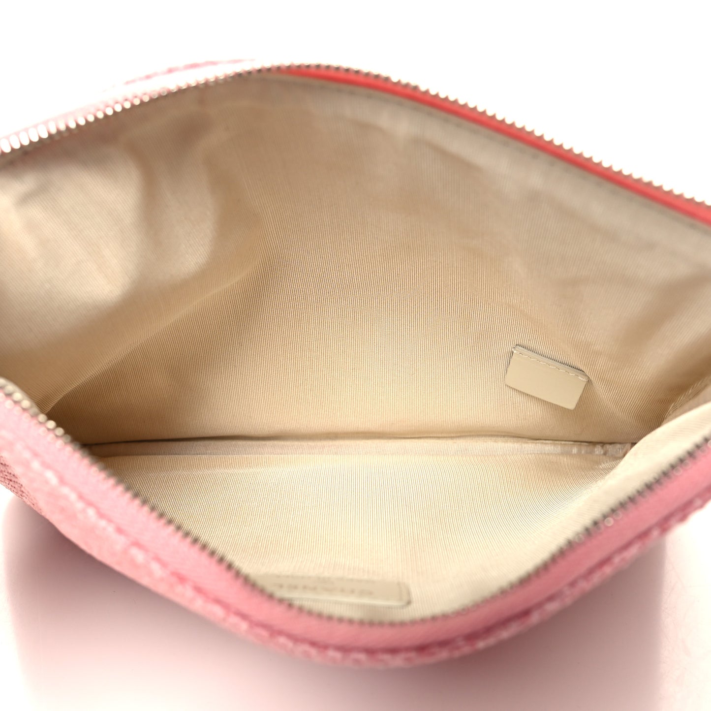 Woven Straw Raffia Small Deauville Pouch Pink