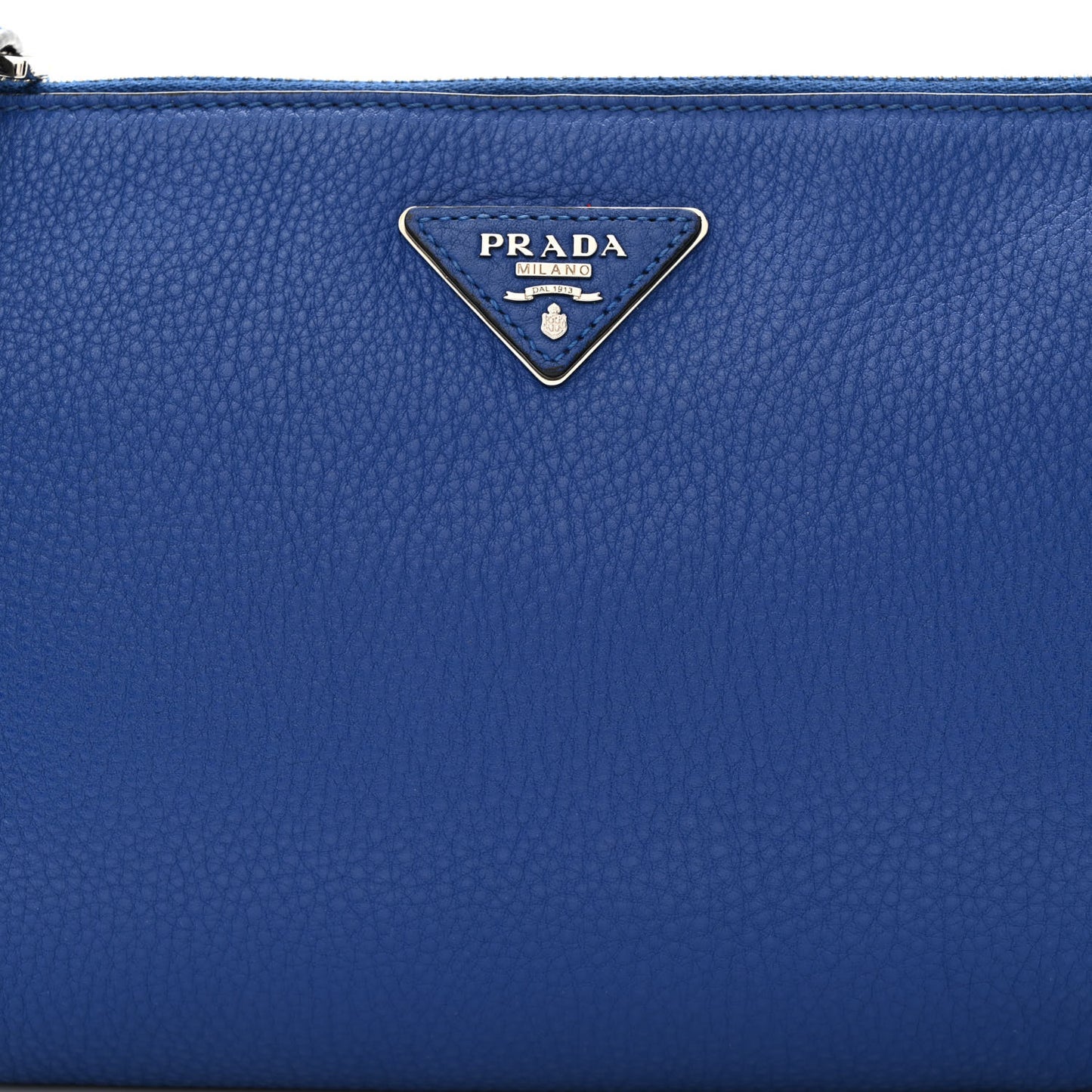 Vitello Daino Zippered Shoulder Bag Royal
