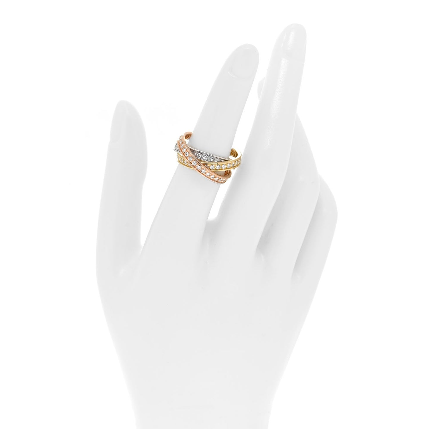 18K Pink White Yellow Gold Diamond Trinity Ring 55 7.25