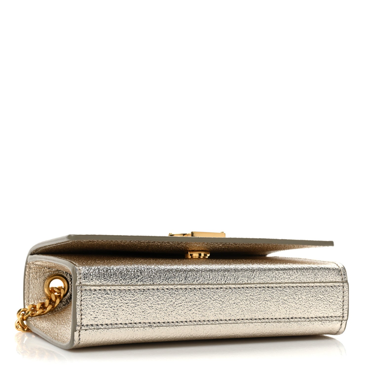 Saint Laurent Metallic Calfskin Small Classic Monogram Kate Satchel Platine 4 of 15