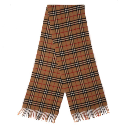 Burberry Lambswool Check Fringe Scarf Camel 3 of 4