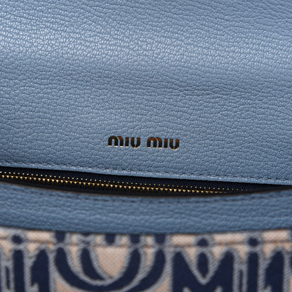 Miu Miu Jacquard Madras Confidential Logo Shoulder Bag Blue 9 of 12