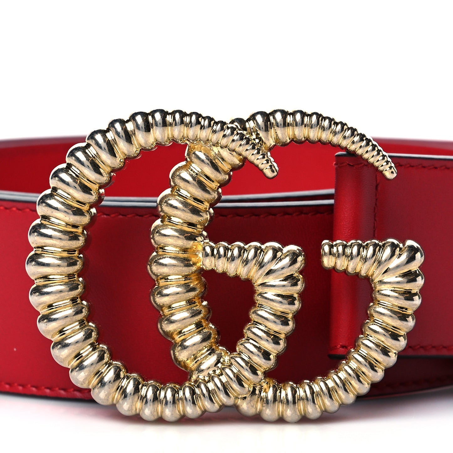 Moon Calfskin Torchon Double G 40mm Belt 80 32 Hibiscus Red