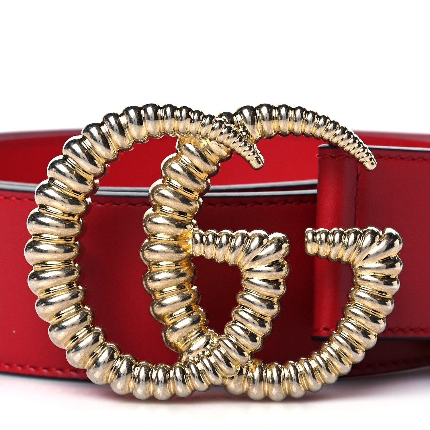 Gucci Moon Calfskin Torchon Double G 40mm Belt 80 32 Hibiscus Red 2 of 5