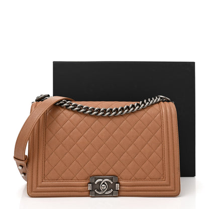 Chanel Caviar Quilted New Medium Boy Flap Light Brown 17 of 17