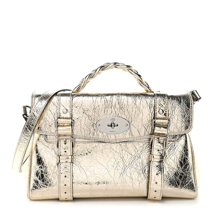 Mulberry Metallic Crinkled Calfskin Medium Alexa Gold 1 of 10
