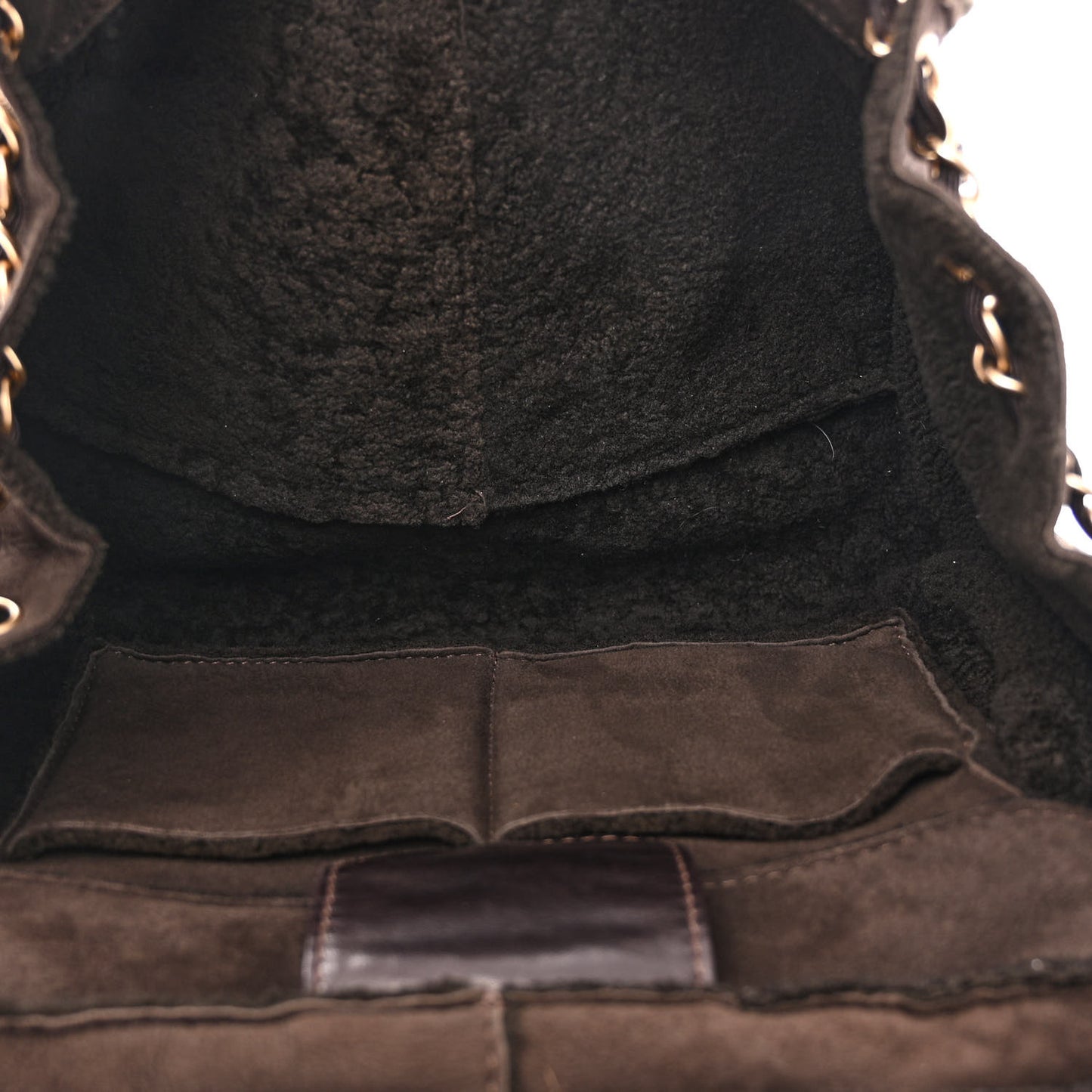 Shearling Accordion Flap Brown