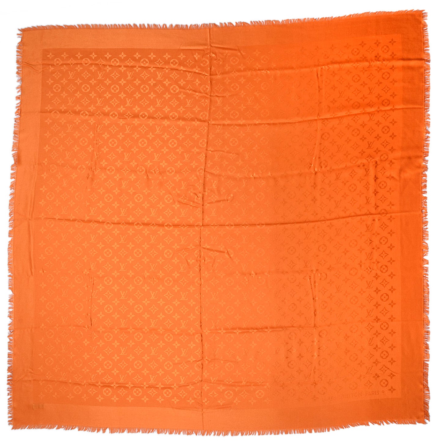 Wool Silk Monogram Shawl Orange