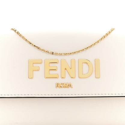 Fendi Vitello Kyoto Metal Fendi Roma Logo Chain Continental Wallet White 8 of 13
