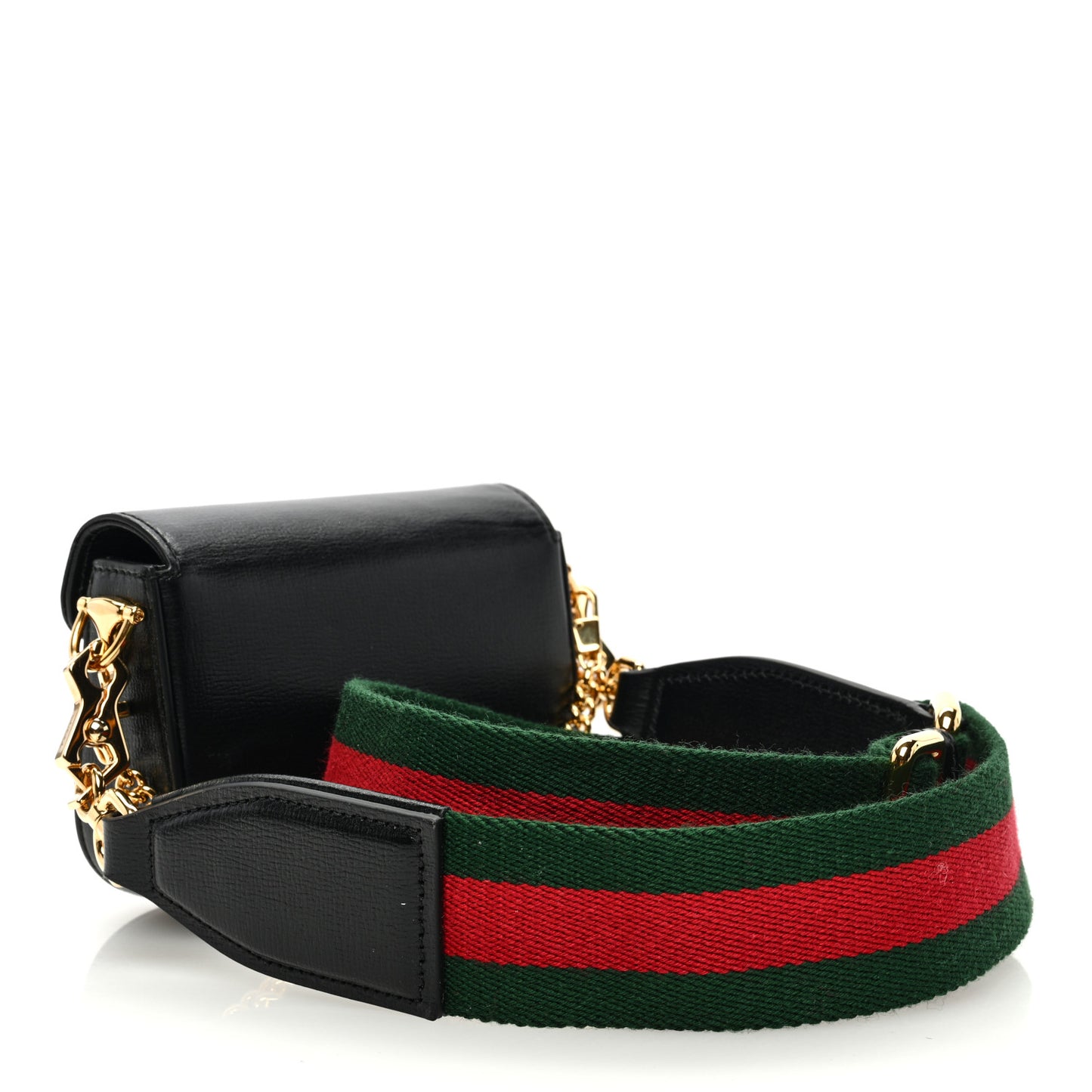 Azalea Calfskin Web Horsebit 1955 Wallet On Strap Black