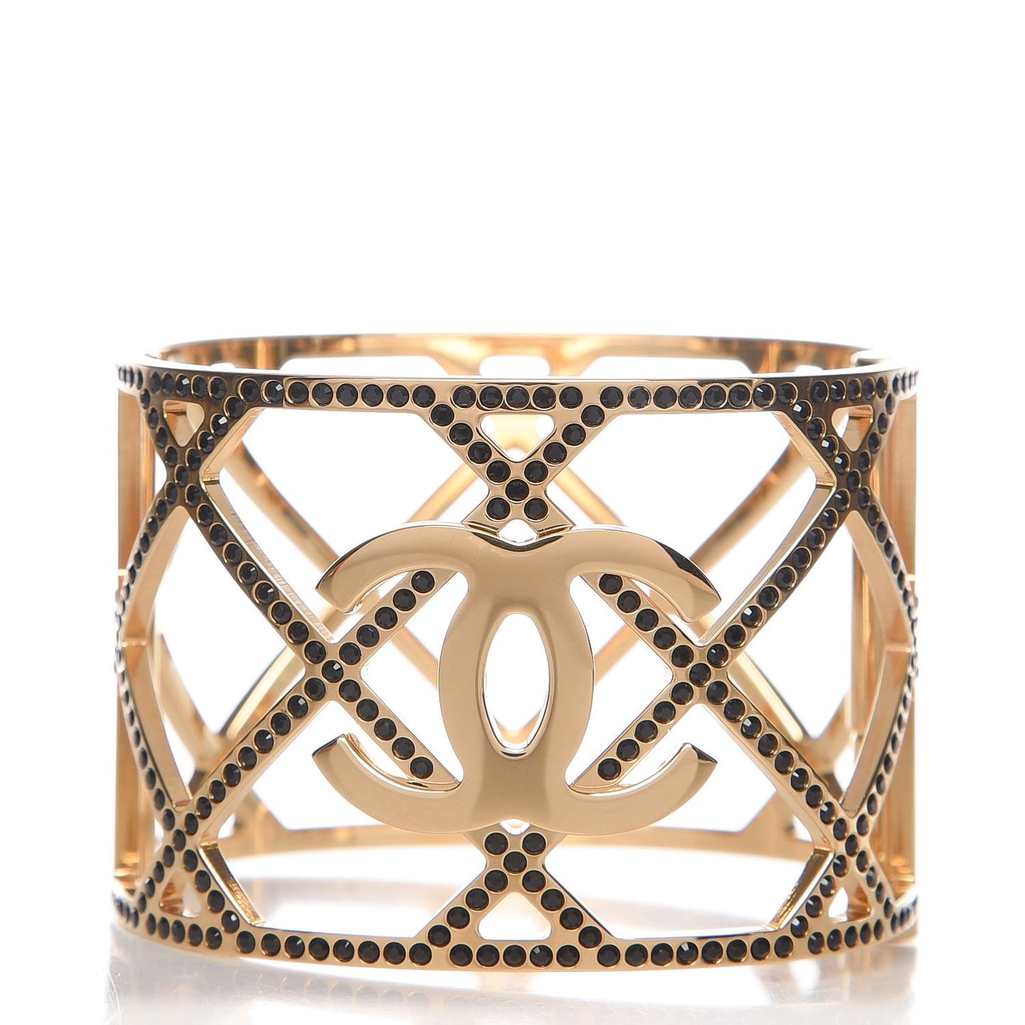 Crystal CC Cuff Bracelet Black Gold