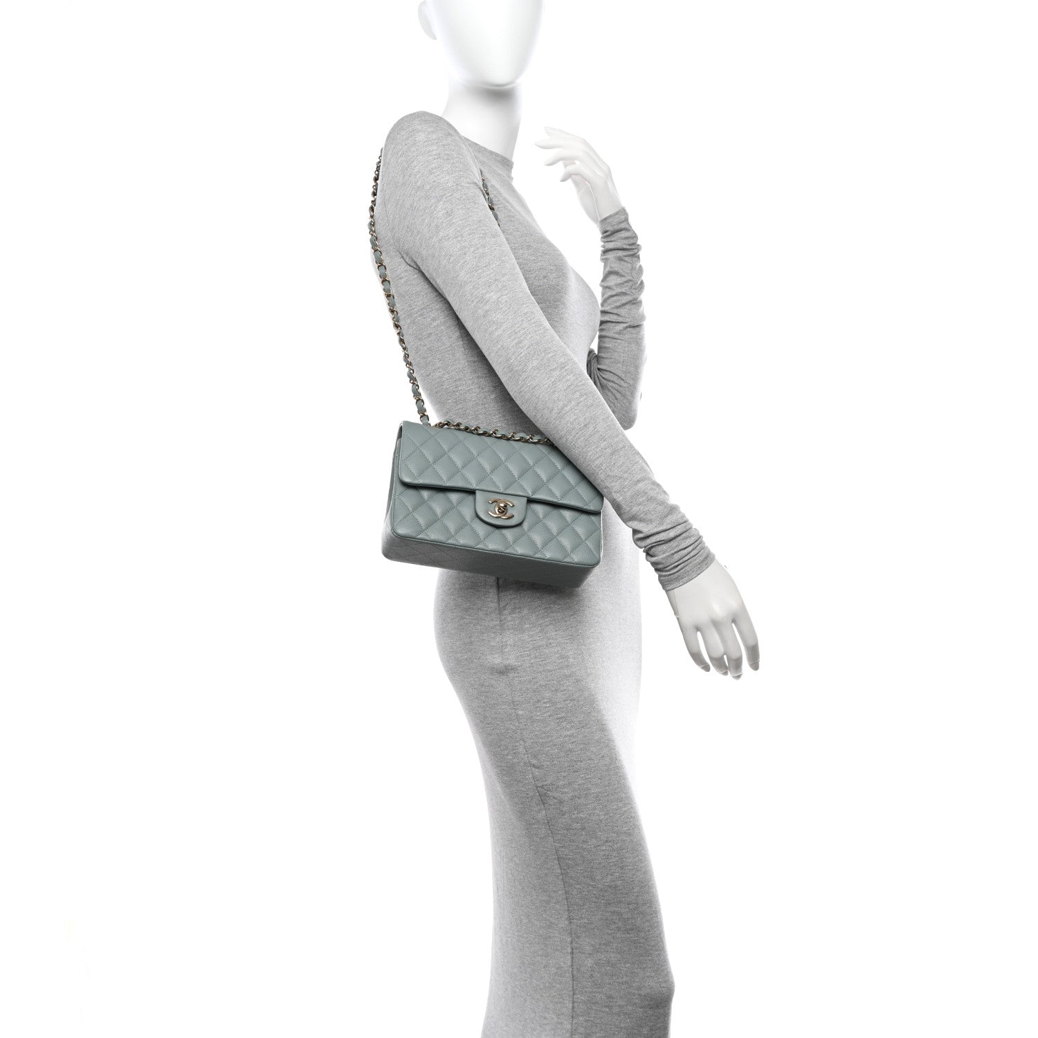 Chanel Caviar Quilted Small Double Flap Light Blue 3 of 11