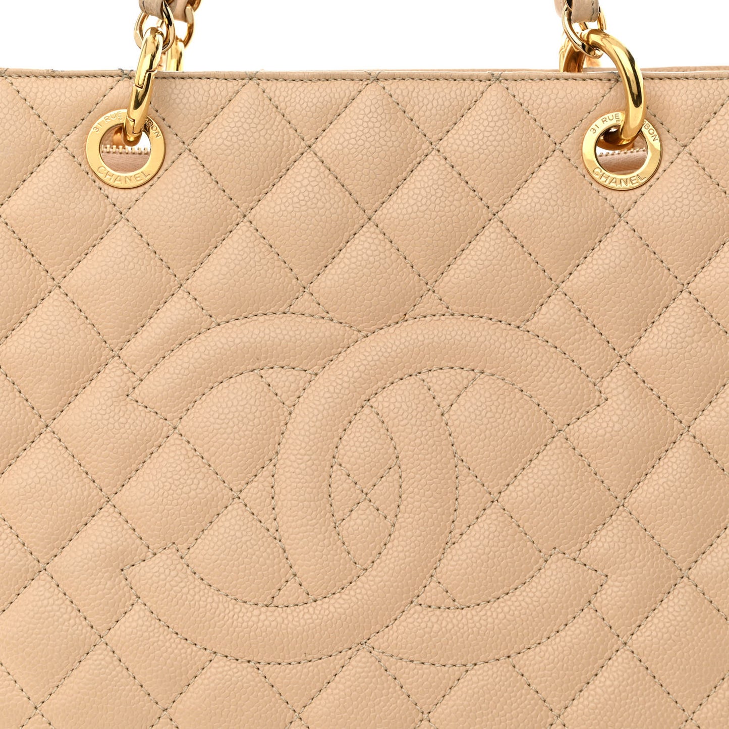 Caviar Quilted Grand Shopping Tote GST Beige Clair