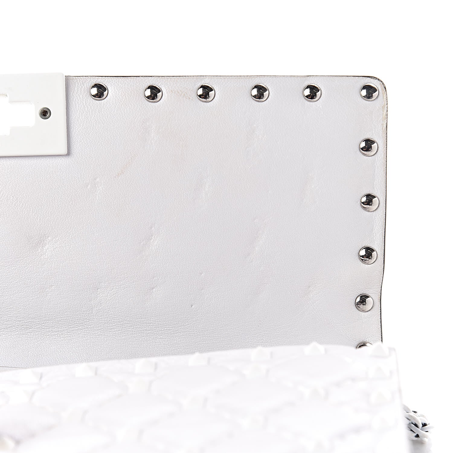 Valentino Garavani Lambskin Free Rockstud Spike Wallet on Chain Optic White 13 of 17