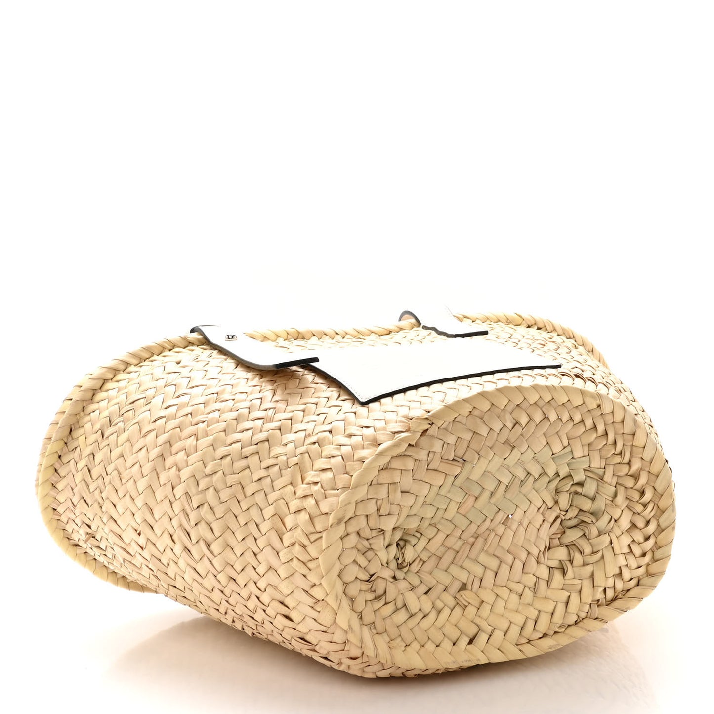 Raffia Small Basket Tote Bag Natural White