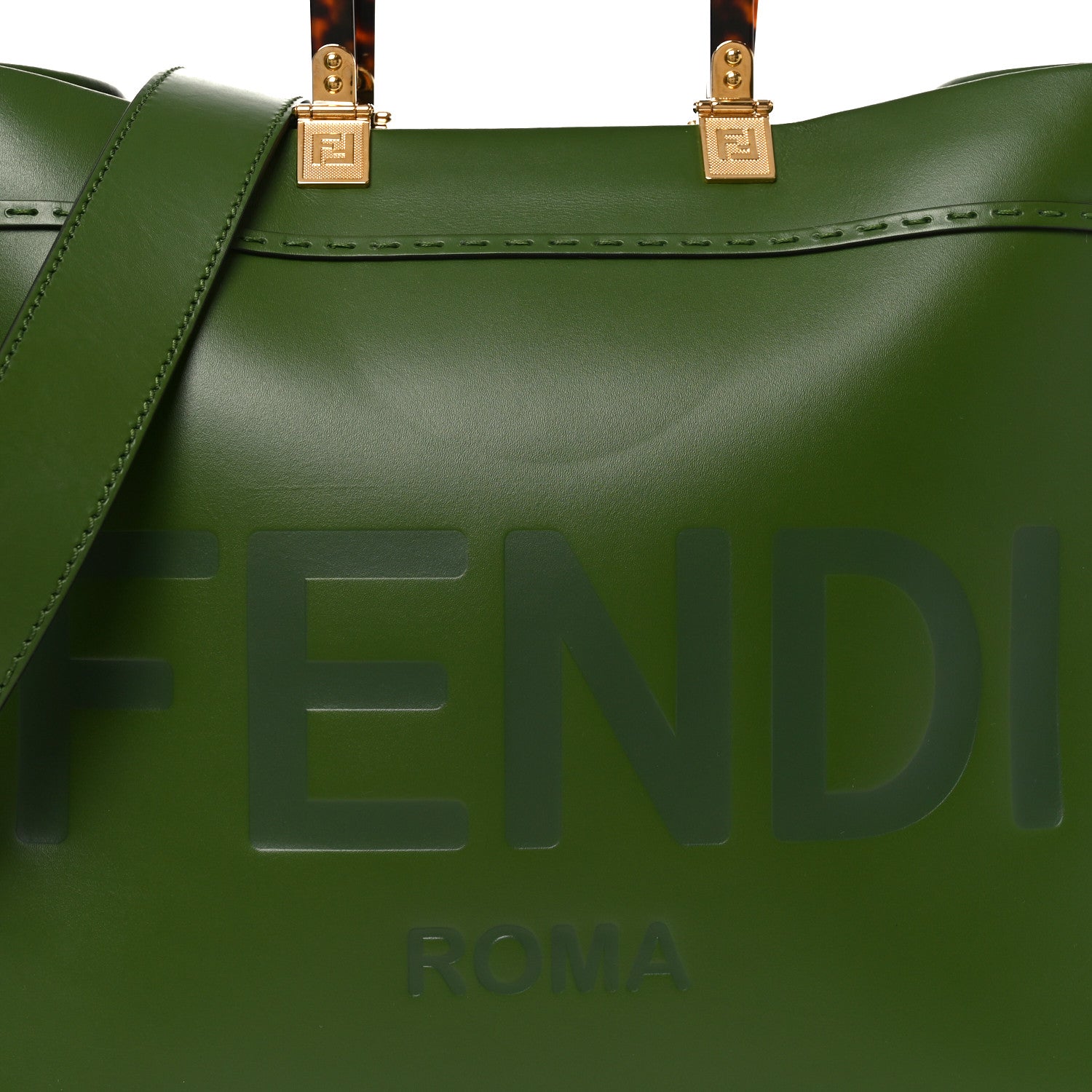 Fendi Vitello King Plexiglass Logo Embossed Medium Fendi Sunshine